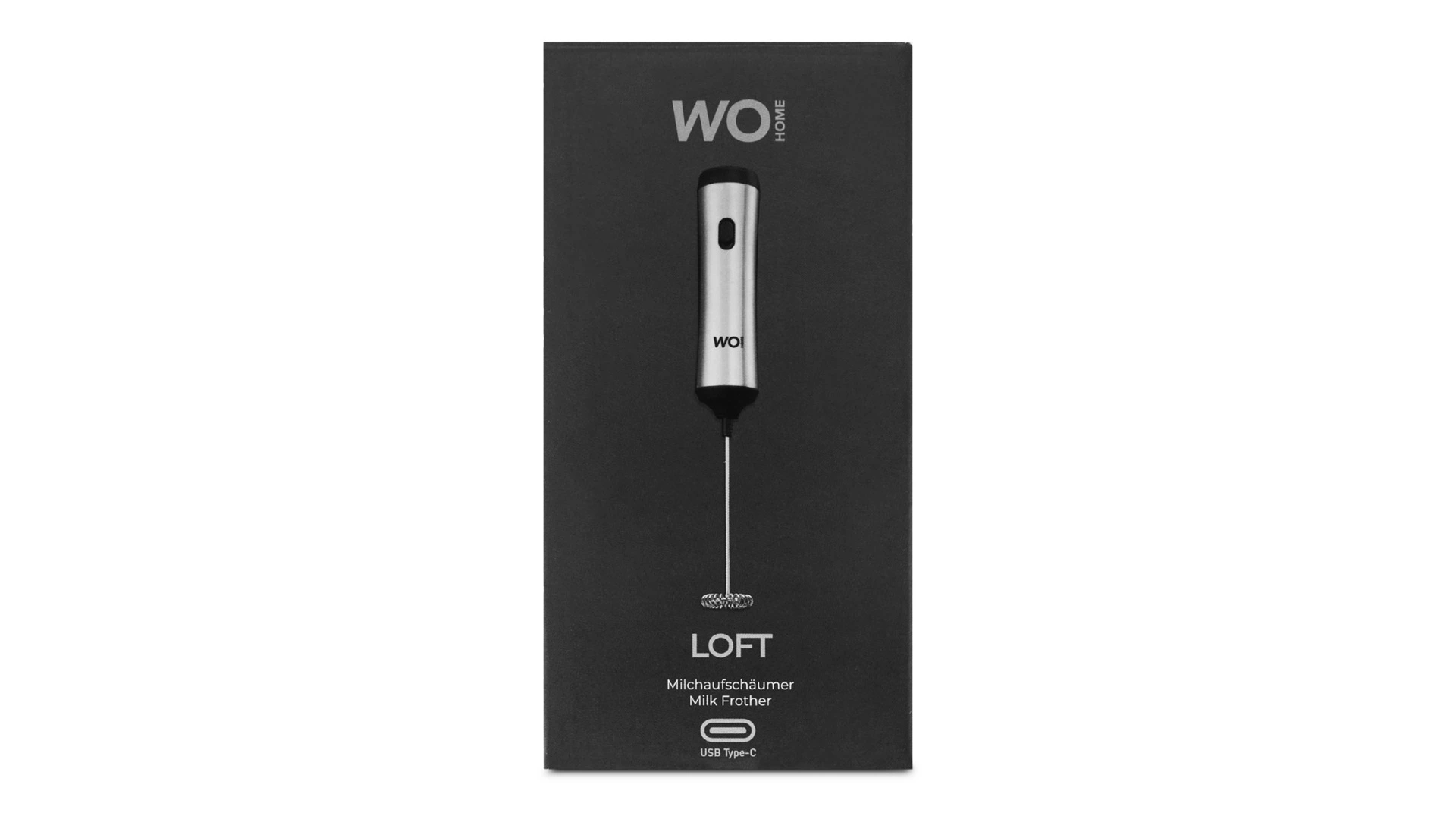 Капучинатор электрический ручной WO HOME Loft 22 см, зарядка USB, сталь нержавеющая, пластик, п/к