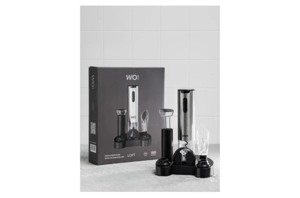 Набор винных аксессуаров на подставке WO HOME Loft, 6 предметов, 20,3 см, зарядка USB, п/к