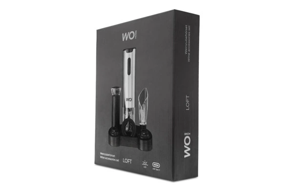 Набор винных аксессуаров на подставке WO HOME Loft, 6 предметов, 20,3 см, зарядка USB, п/к