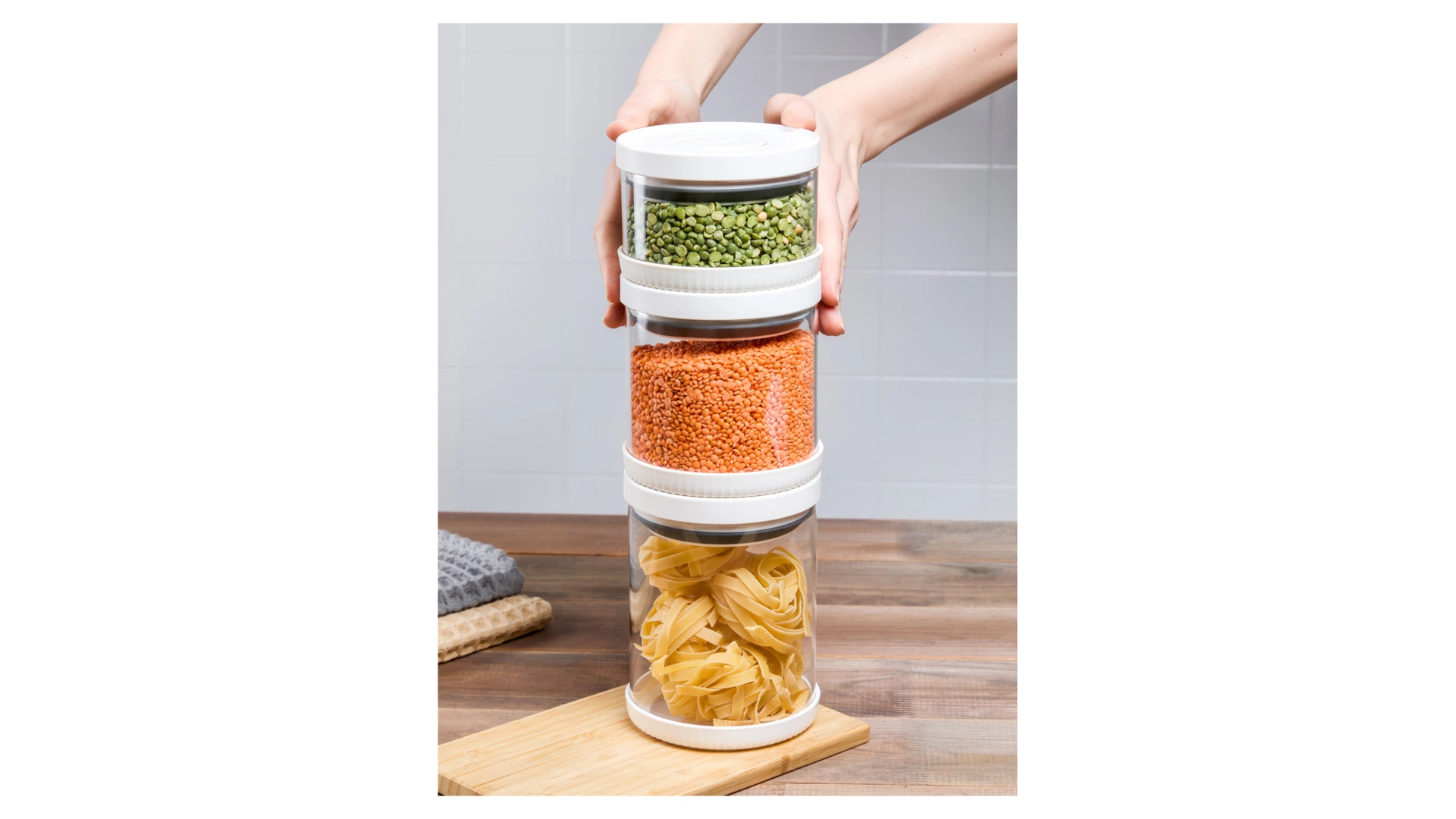 Банка для хранения герметичная с вакуумной крышкой WO HOME 1 л, стекло, пластик