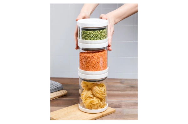 Банка для хранения герметичная с вакуумной крышкой WO HOME 1 л, стекло, пластик