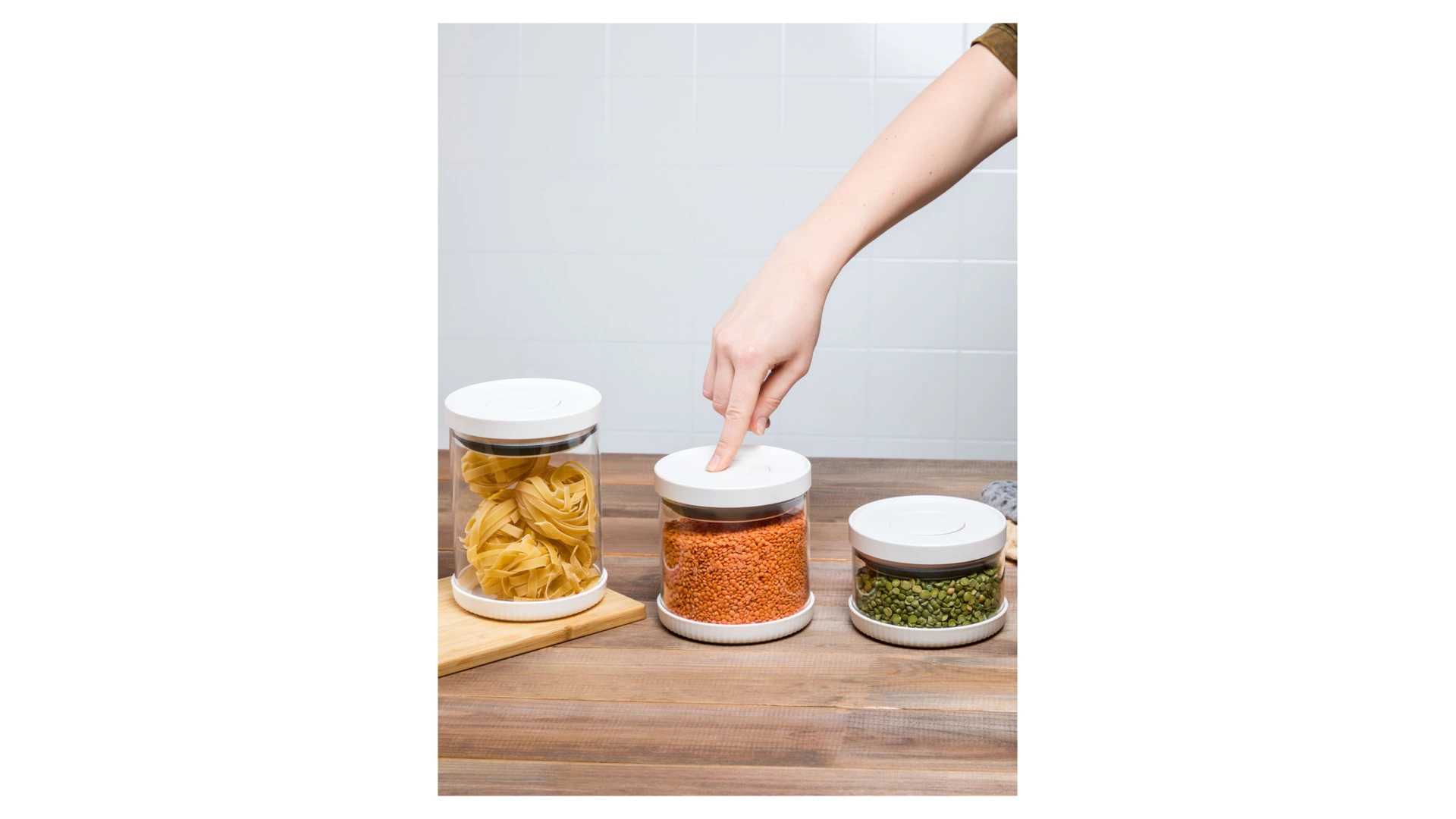 Банка для хранения герметичная с вакуумной крышкой WO HOME 1 л, стекло, пластик