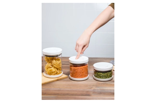 Банка для хранения герметичная с вакуумной крышкой WO HOME 1 л, стекло, пластик
