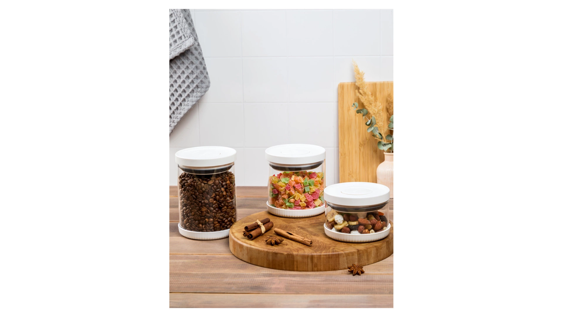 Банка для хранения герметичная с вакуумной крышкой WO HOME 1 л, стекло, пластик