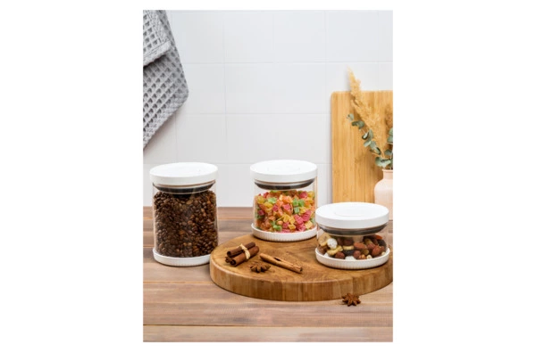 Банка для хранения герметичная с вакуумной крышкой WO HOME 1 л, стекло, пластик