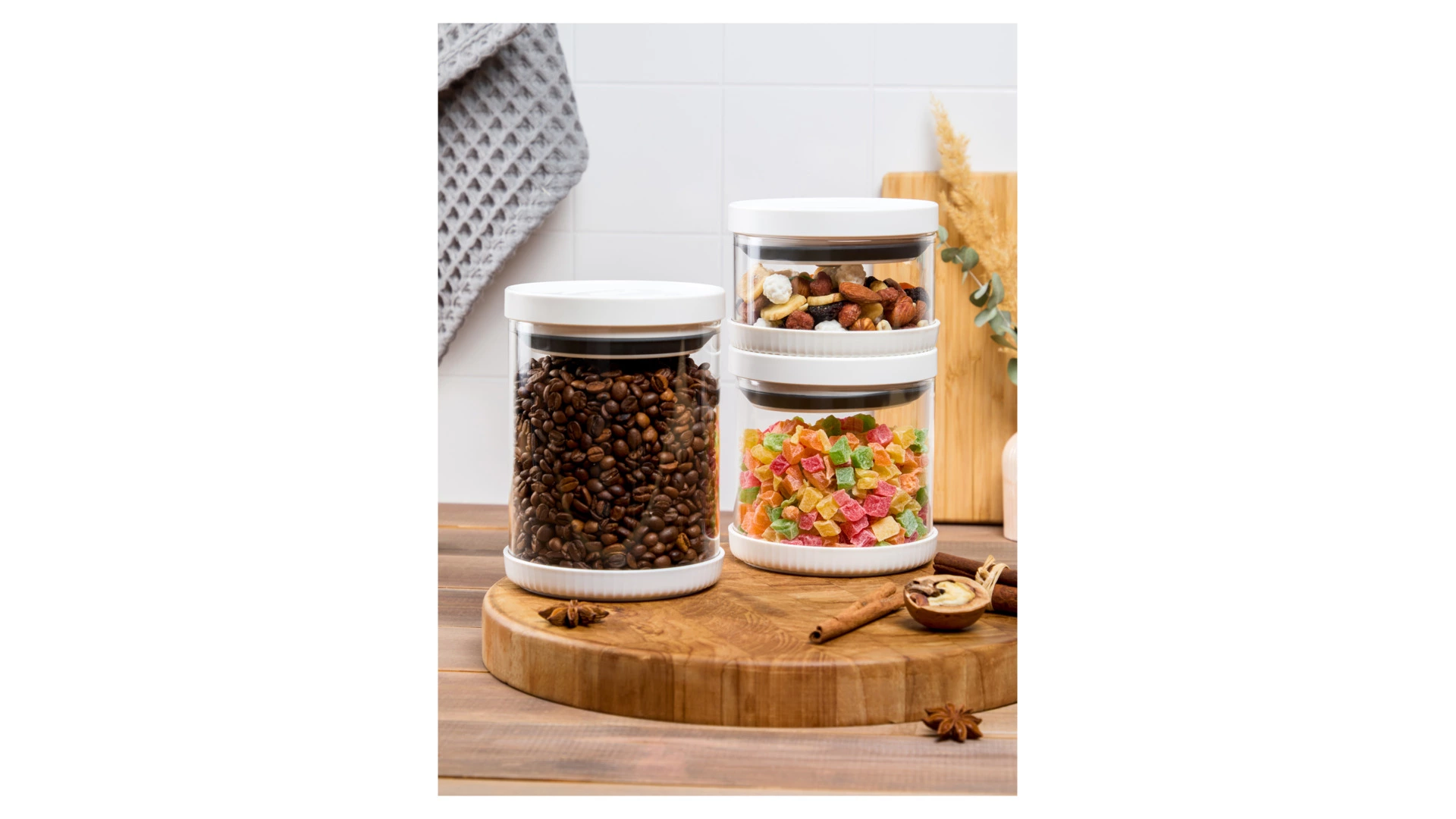 Банка для хранения герметичная с вакуумной крышкой WO HOME 1 л, стекло, пластик