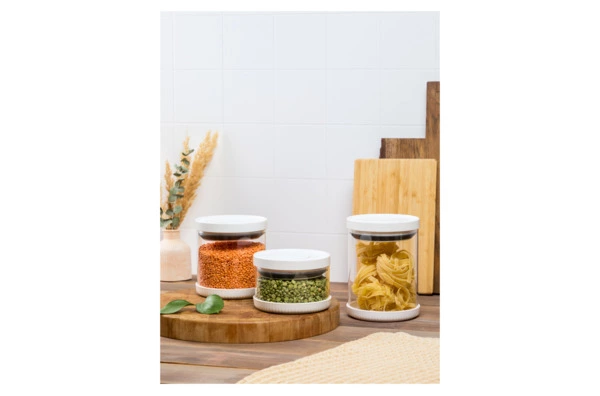 Банка для хранения герметичная с вакуумной крышкой WO HOME 1 л, стекло, пластик