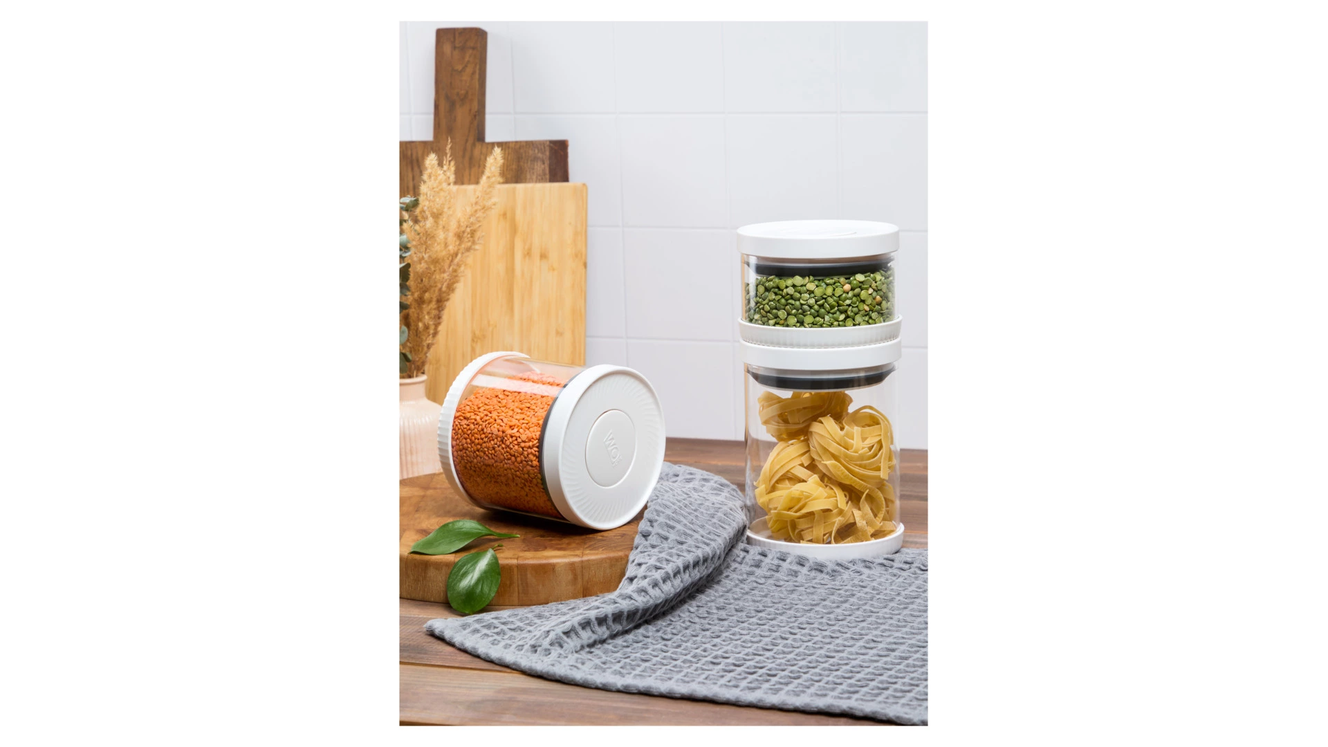 Банка для хранения герметичная с вакуумной крышкой WO HOME 1 л, стекло, пластик