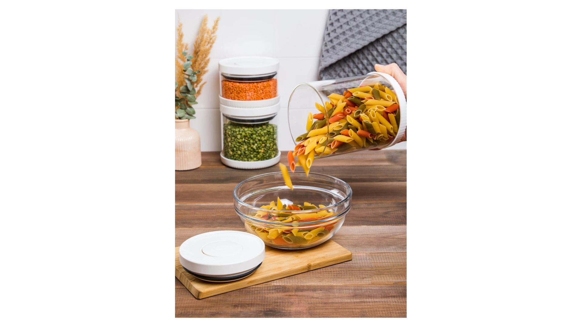 Банка для хранения герметичная с вакуумной крышкой WO HOME 1 л, стекло, пластик