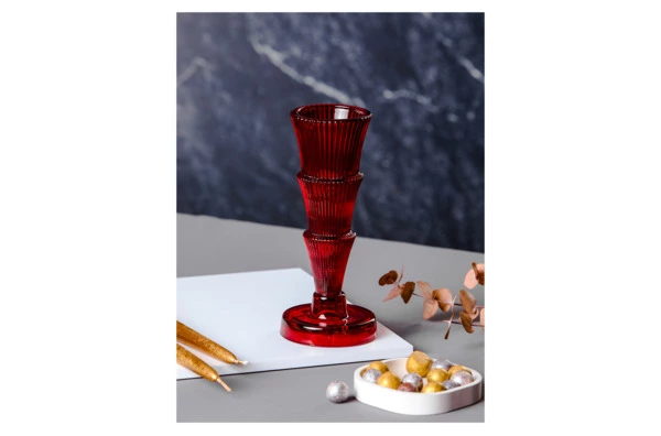 Подсвечник Decor de table Ноэль 22см, 2в1, стекло, красный