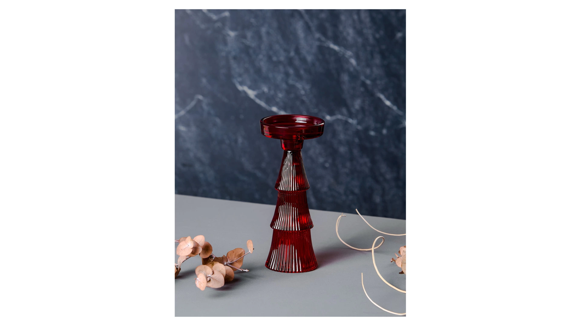 Подсвечник Decor de table Ноэль 22см, 2в1, стекло, красный