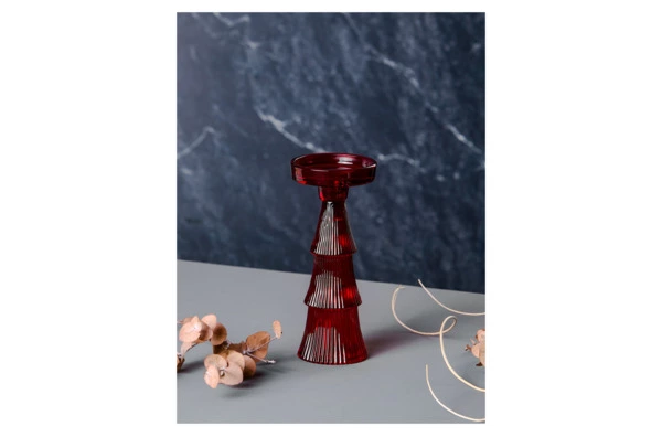 Подсвечник Decor de table Ноэль 22см, 2в1, стекло, красный