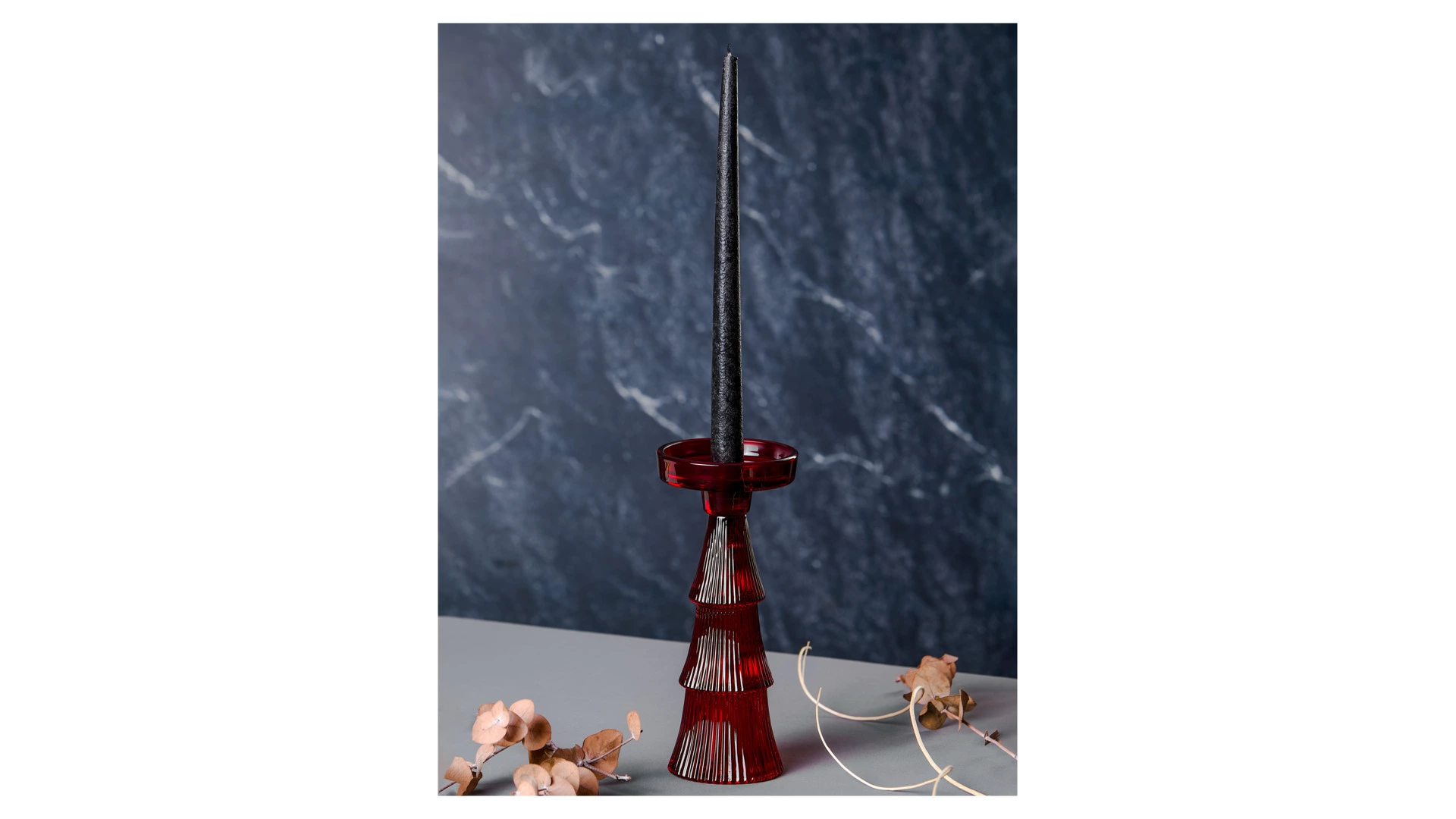 Подсвечник Decor de table Ноэль 22см, 2в1, стекло, красный