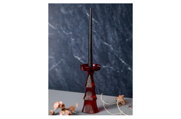 Подсвечник Decor de table Ноэль 22см, 2в1, стекло, красный