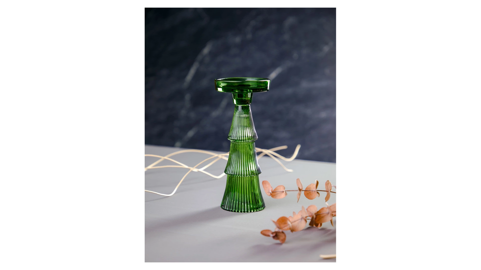 Подсвечник Decor de table Ноэль 22 см, 2в1, стекло, зеленый