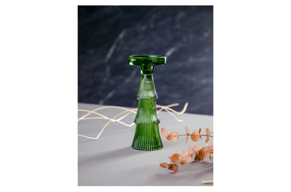 Подсвечник Decor de table Ноэль 22 см, 2в1, стекло, зеленый