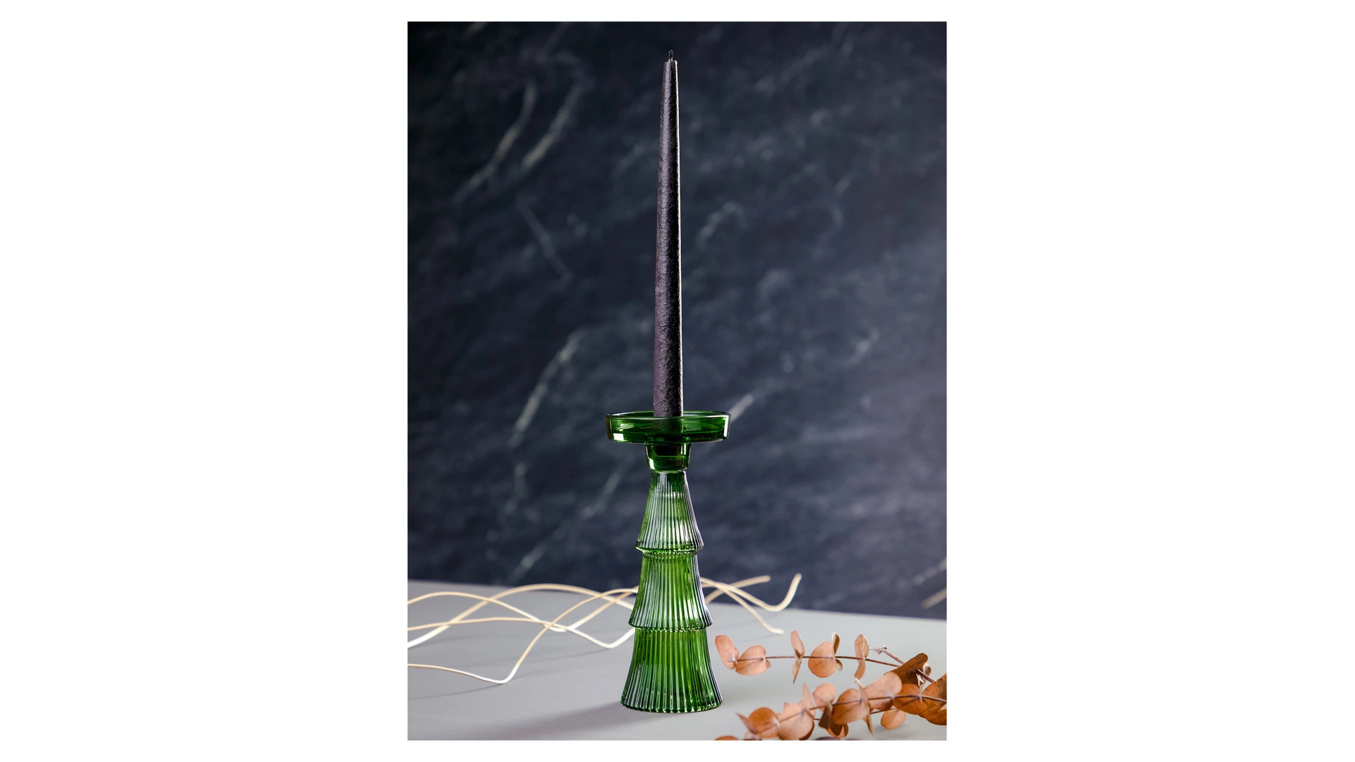 Подсвечник Decor de table Ноэль 22 см, 2в1, стекло, зеленый