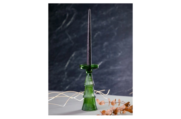 Подсвечник Decor de table Ноэль 22 см, 2в1, стекло, зеленый