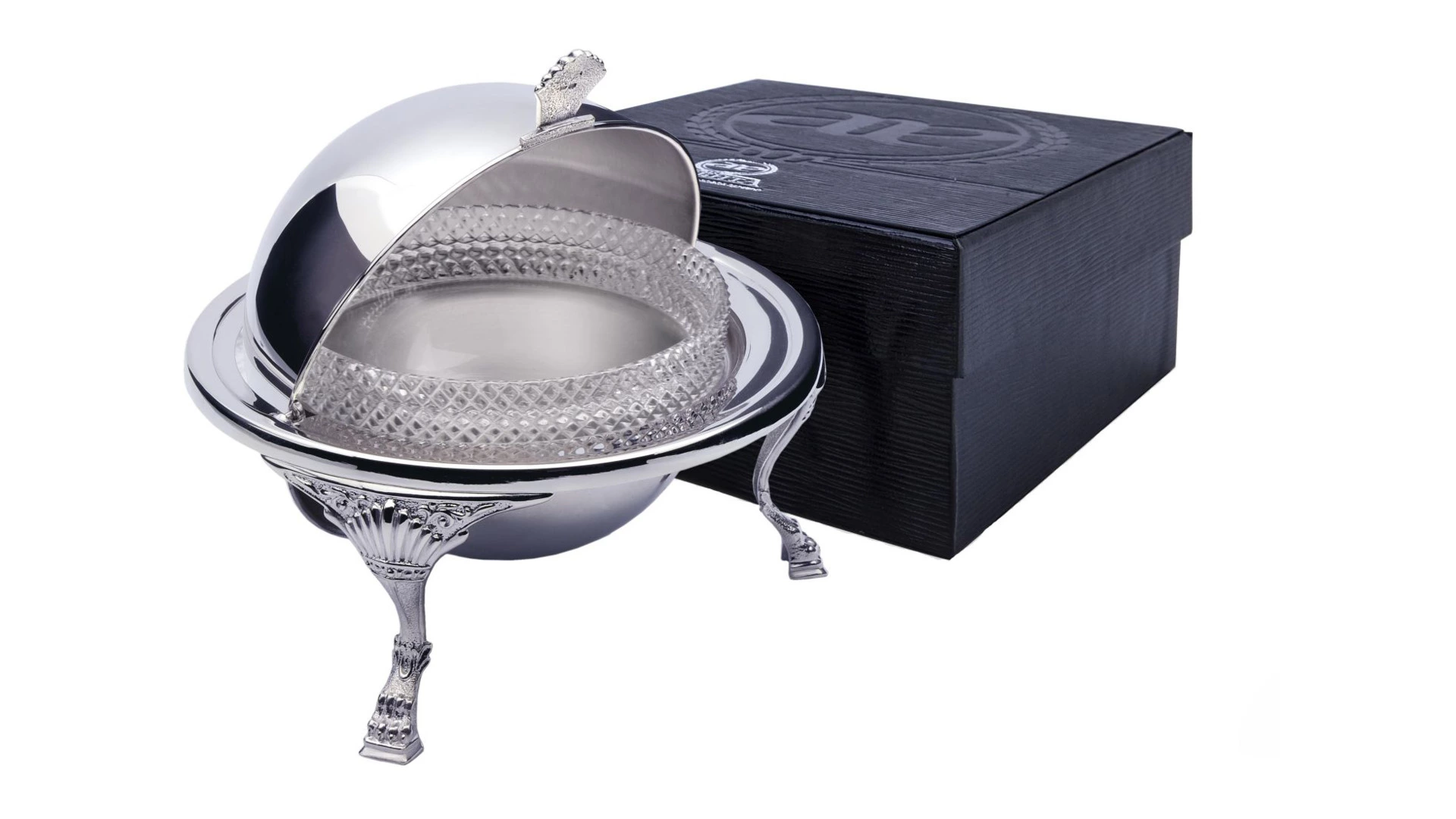 Икорница в футляре АргентА Classic Барокко 225,85 г, серебро 925