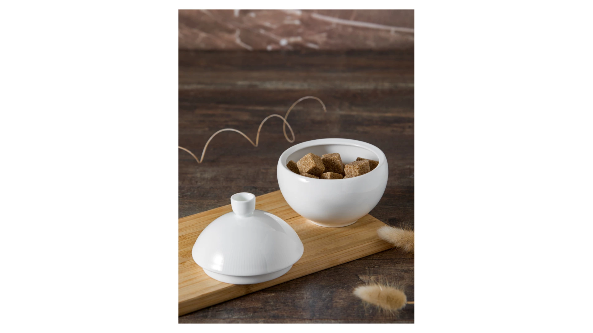 Сахарница Decor de table Плиссе 230 мл, d10хh11 см, фарфор костяной, п/к