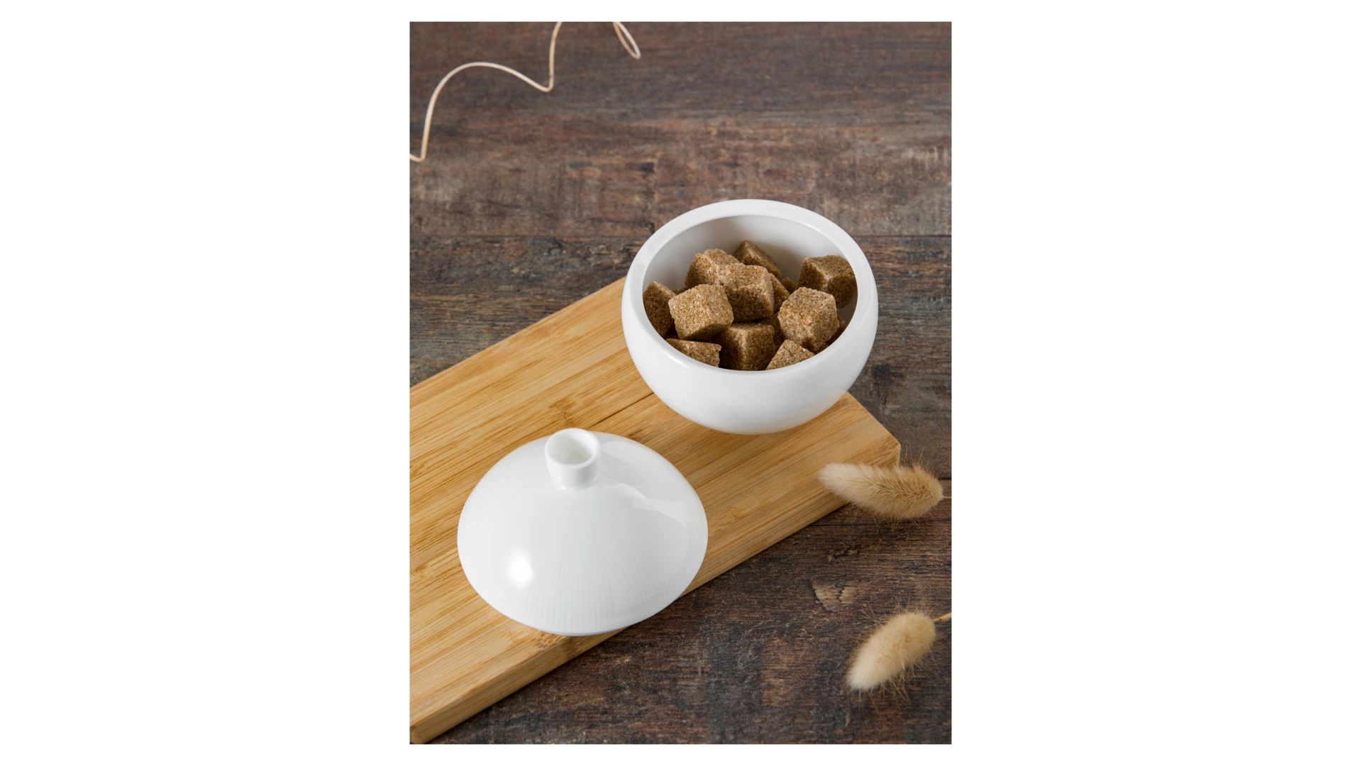 Сахарница Decor de table Плиссе 230 мл, d10хh11 см, фарфор костяной, п/к