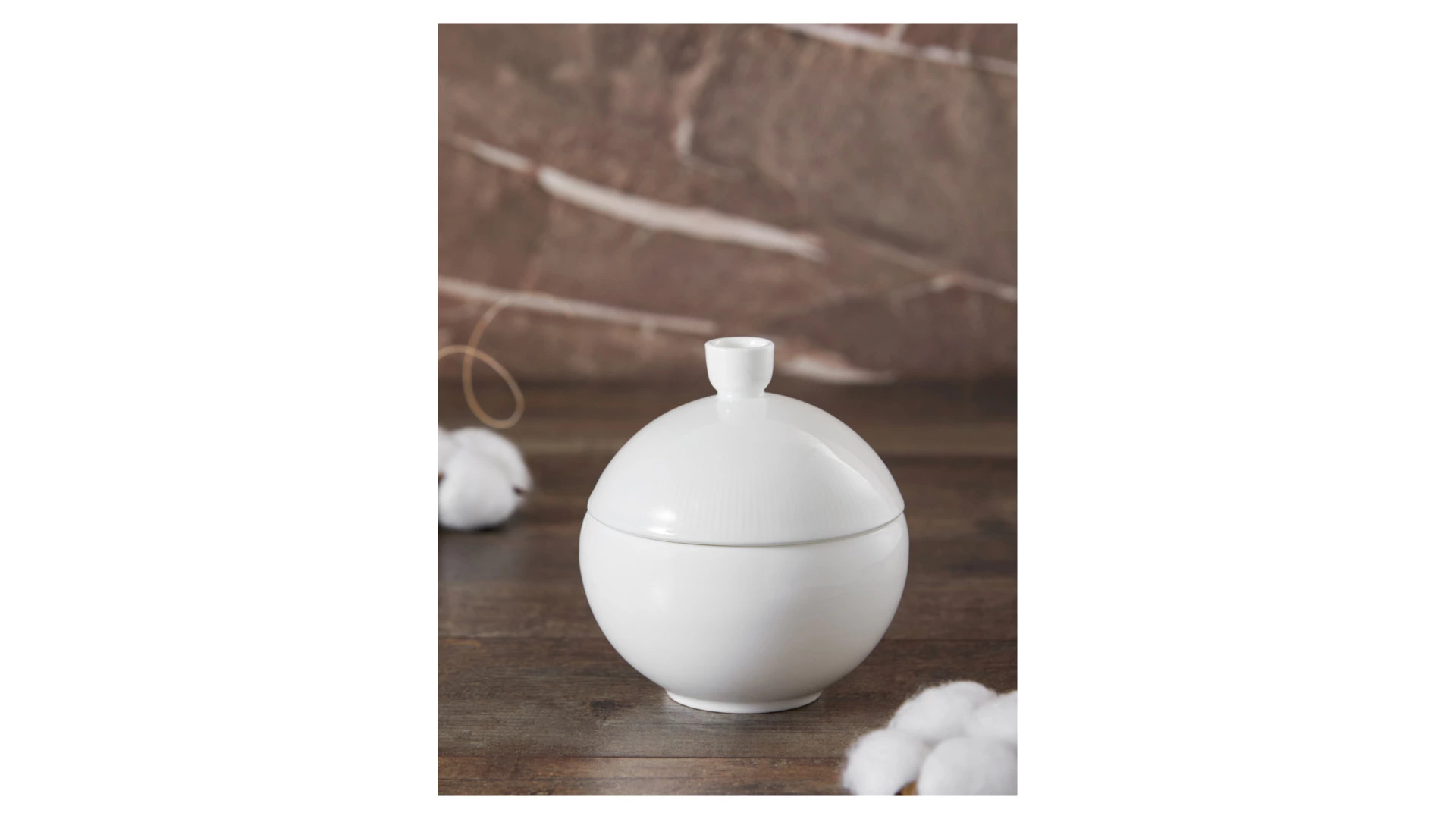 Сахарница Decor de table Плиссе 230 мл, d10хh11 см, фарфор костяной, п/к