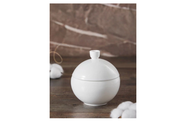 Сахарница Decor de table Плиссе 230 мл, d10хh11 см, фарфор костяной, п/к