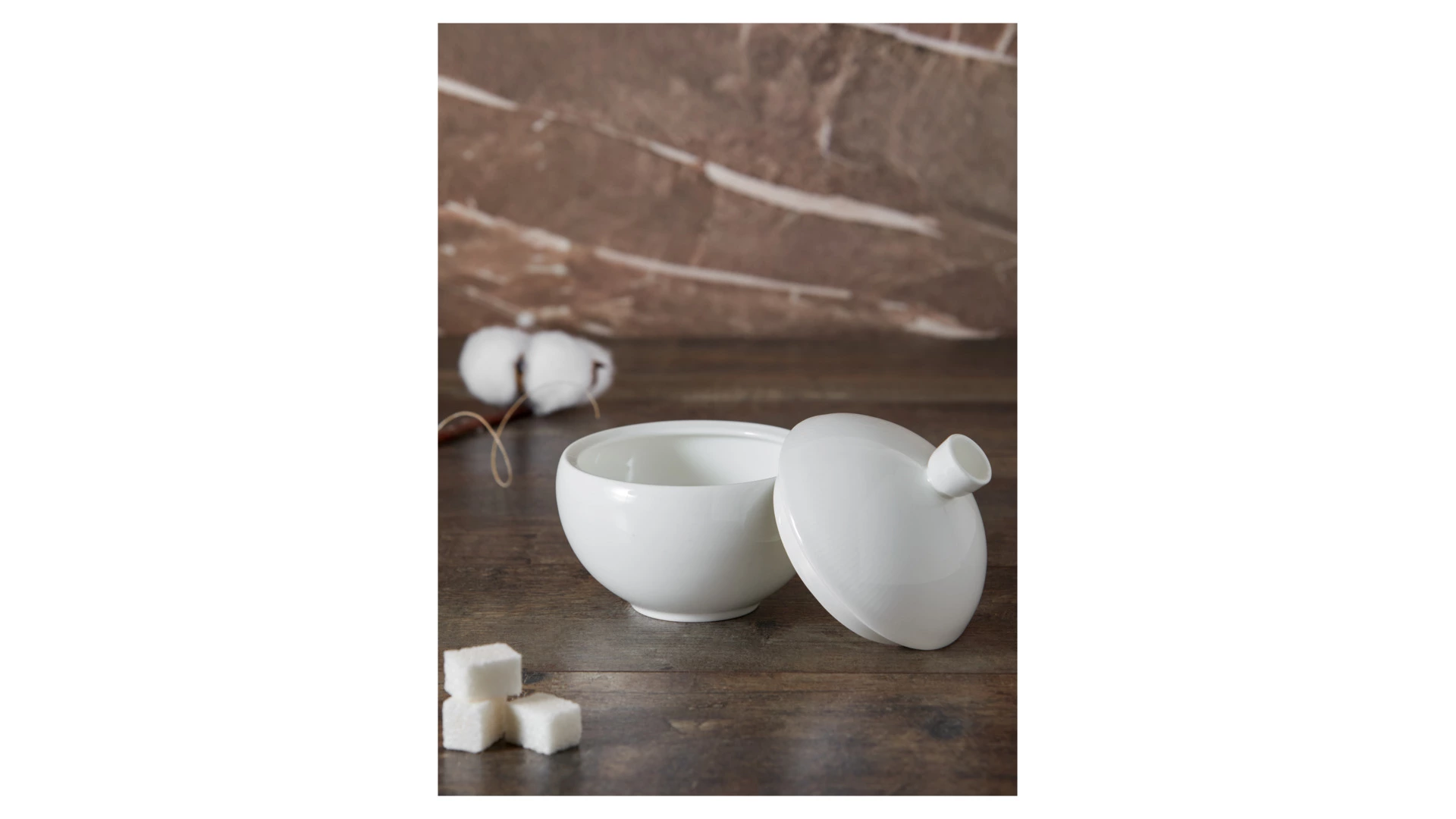 Сахарница Decor de table Плиссе 230 мл, d10хh11 см, фарфор костяной, п/к