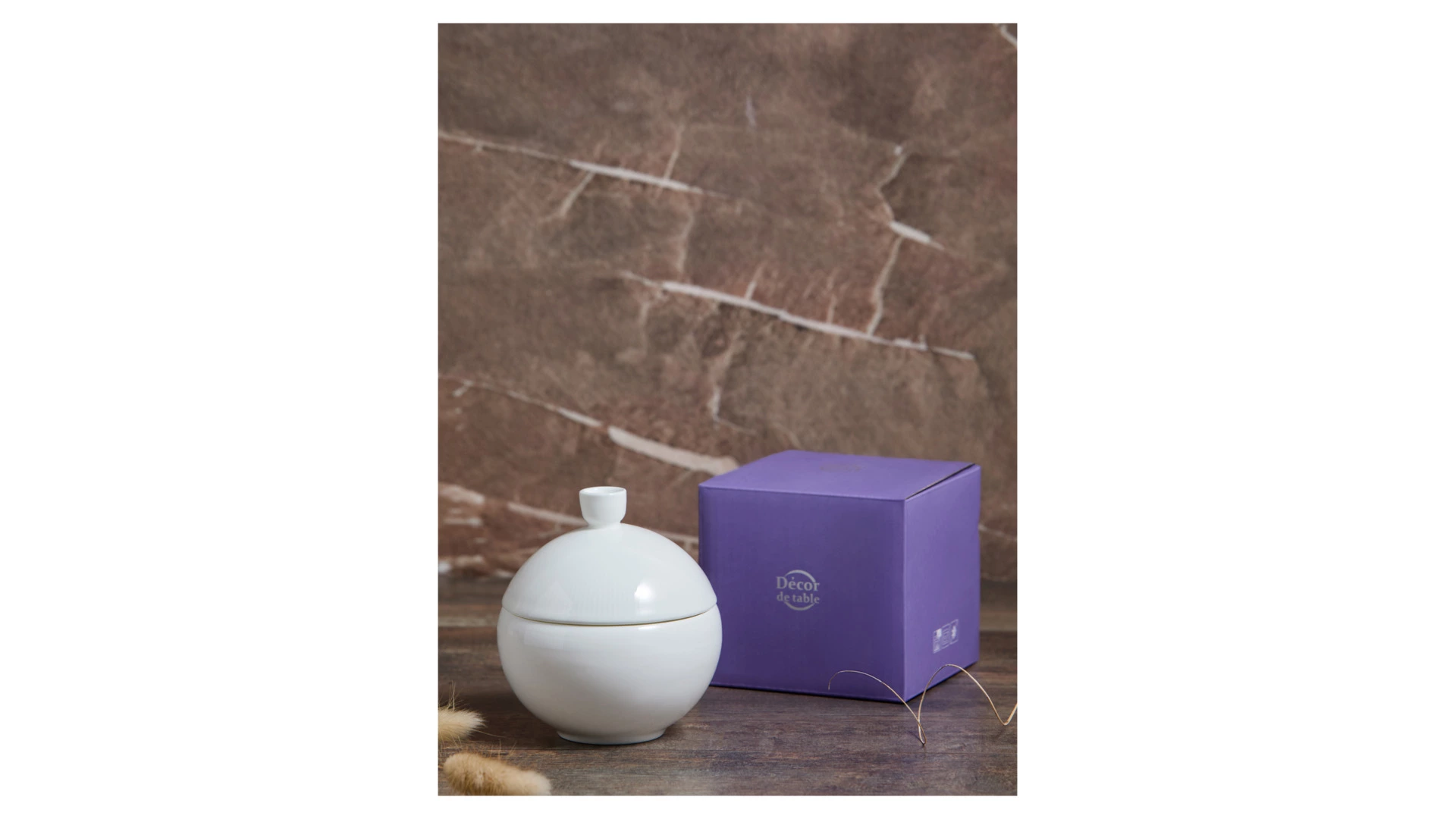 Сахарница Decor de table Плиссе 230 мл, d10хh11 см, фарфор костяной, п/к