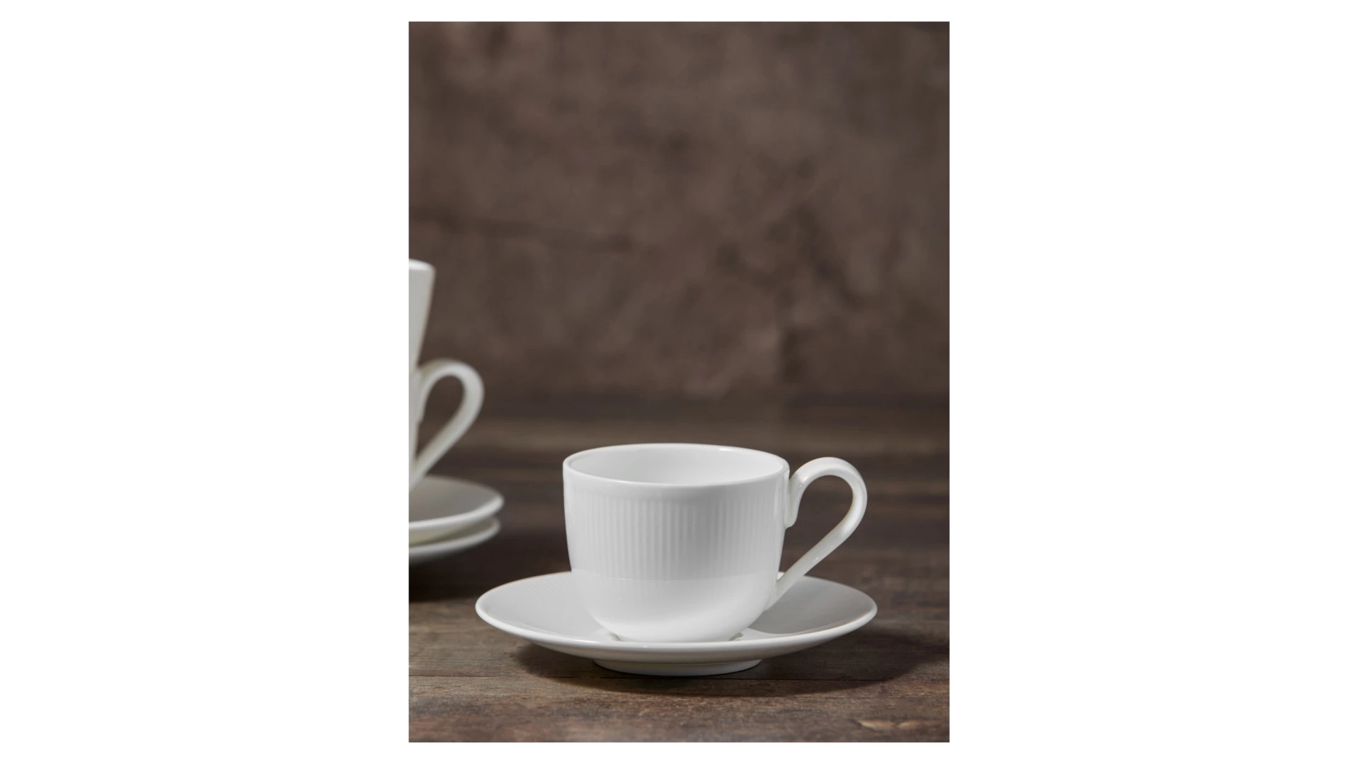 Набор чашек кофейных с блюдцами Decor de table Плиссе 90 мл, 4 шт, фарфор костяной, п/к