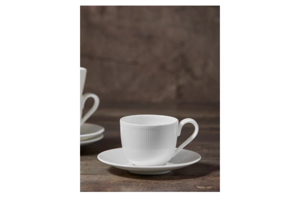 Набор чашек кофейных с блюдцами Decor de table Плиссе 90 мл, 4 шт, фарфор костяной, п/к
