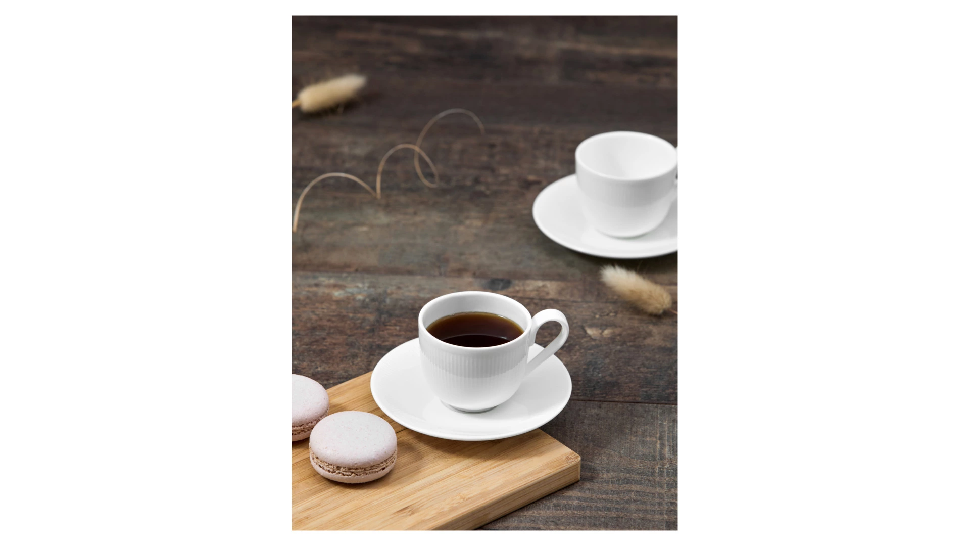 Набор чашек кофейных с блюдцами Decor de table Плиссе 90 мл, 4 шт, фарфор костяной, п/к