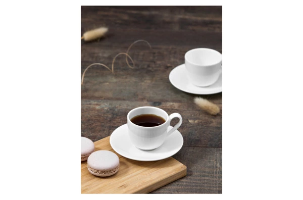Набор чашек кофейных с блюдцами Decor de table Плиссе 90 мл, 4 шт, фарфор костяной, п/к