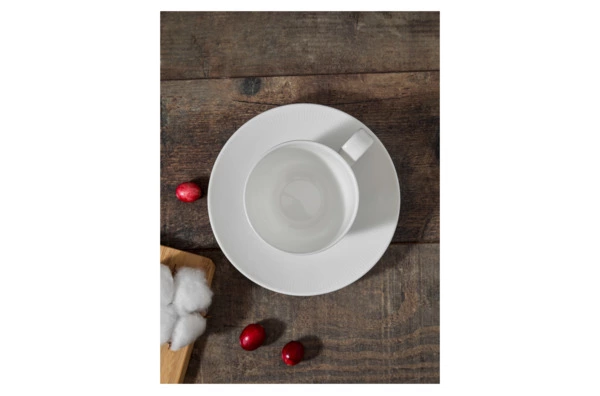 Набор чашек чайных с блюдцами Decor de table Плиссе 230 мл, 2 шт, фарфор костяной, п/к