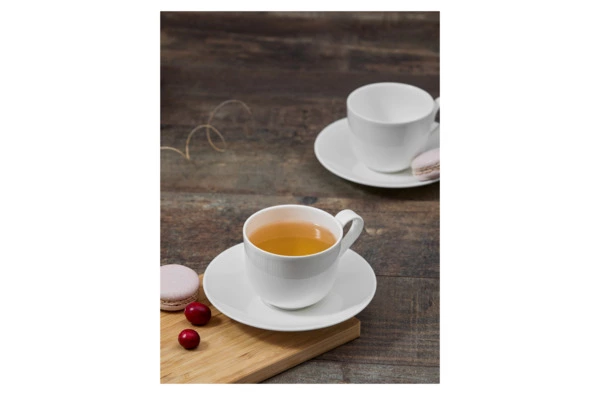 Набор чашек чайных с блюдцами Decor de table Плиссе 230 мл, 2 шт, фарфор костяной, п/к