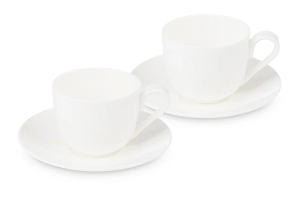 Набор чашек чайных с блюдцами Decor de table Плиссе 230 мл, 2 шт, фарфор костяной, п/к