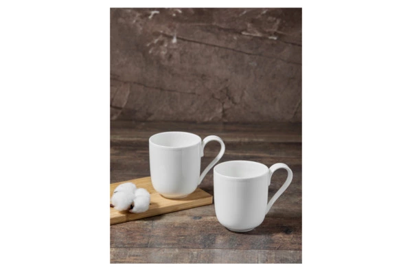 Набор кружек Decor de table Плиссе 350 мл, 2 шт, фарфор костяной, п/к