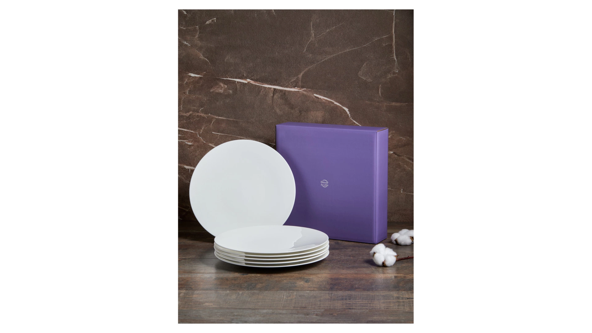 Набор тарелок обеденных Decor de table Плиссе 28,1 см, 6 шт, фарфор костяной, п/к