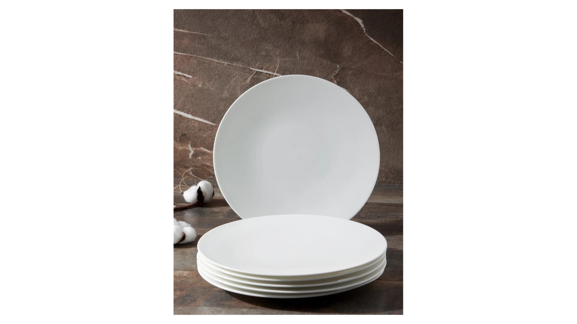 Набор тарелок обеденных Decor de table Плиссе 28,1 см, 6 шт, фарфор костяной, п/к