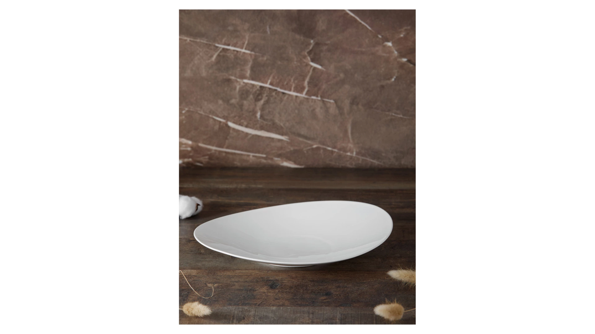 Блюдо овальное Decor de table Плиссе 31 см, фарфор костяной, п/к