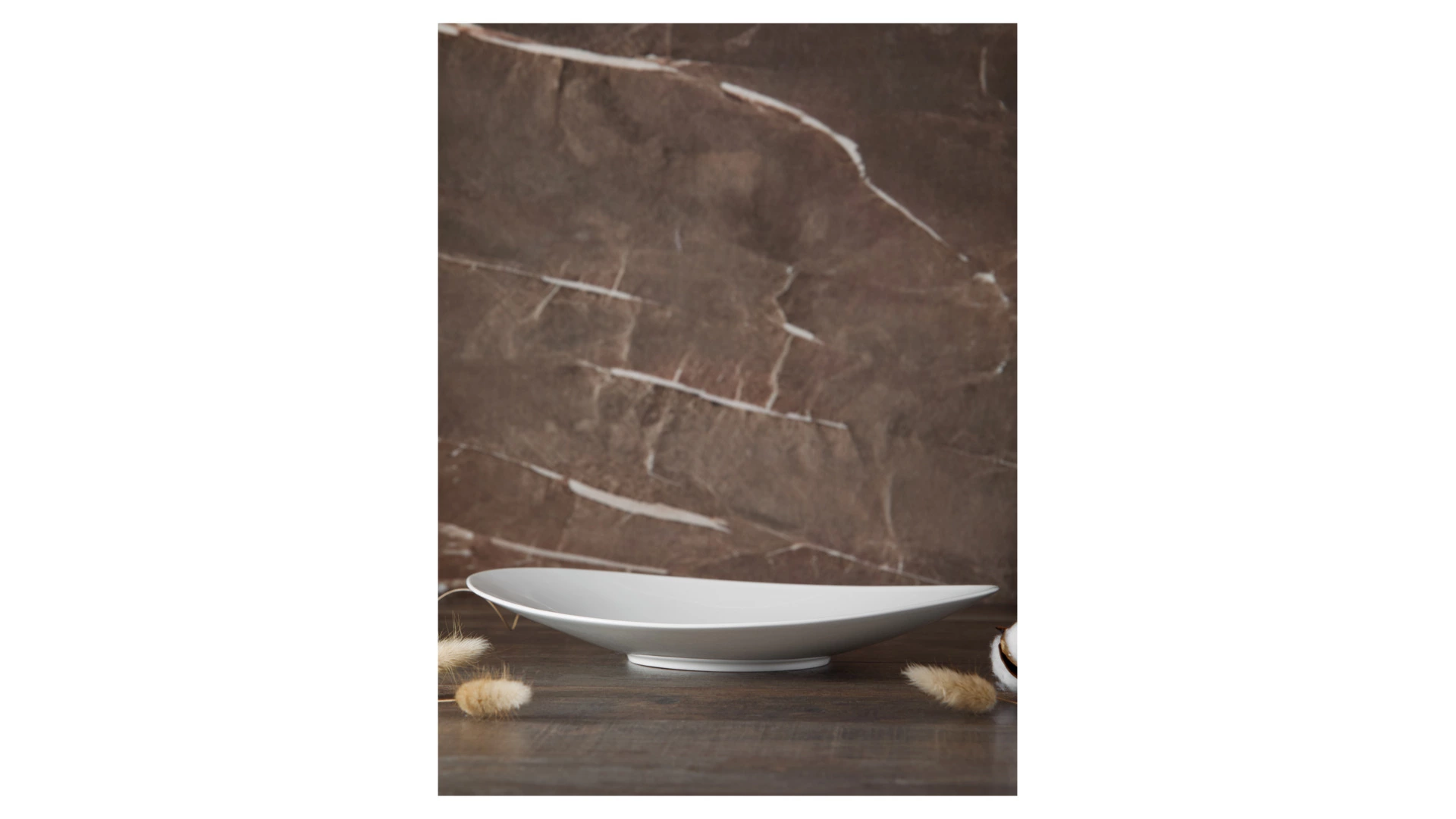 Блюдо овальное Decor de table Плиссе 31 см, фарфор костяной, п/к