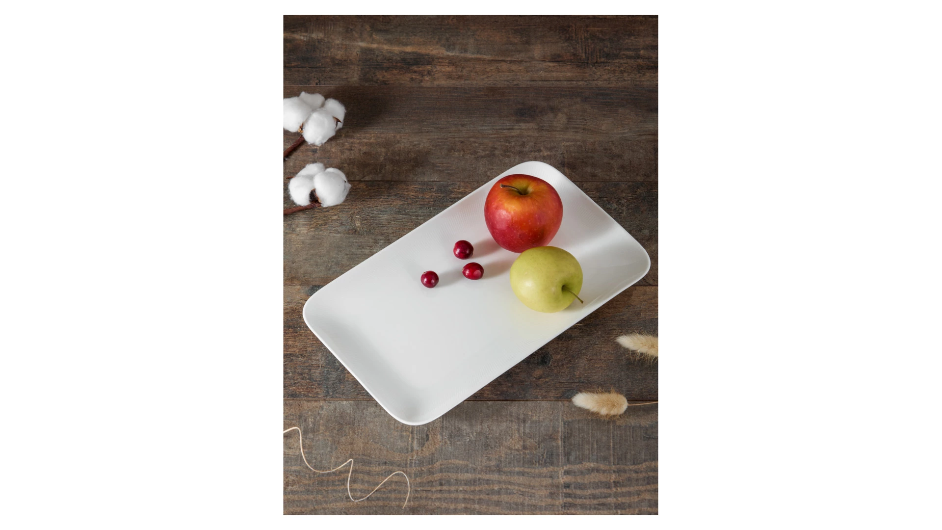 Блюдо прямоугольное Decor de table Плиссе 30,8х18,5 см, фарфор костяной, п/к