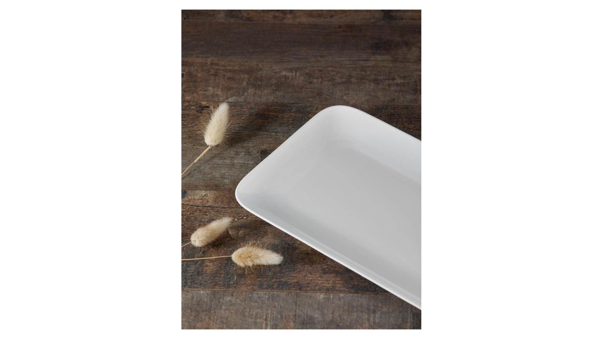 Блюдо прямоугольное Decor de table Плиссе 30,8х18,5 см, фарфор костяной, п/к