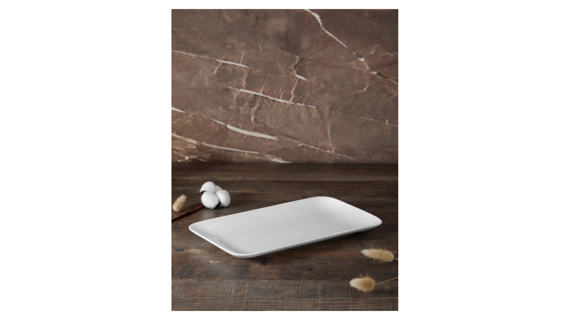 Блюдо прямоугольное Decor de table Плиссе 30,8х18,5 см, фарфор костяной, п/к