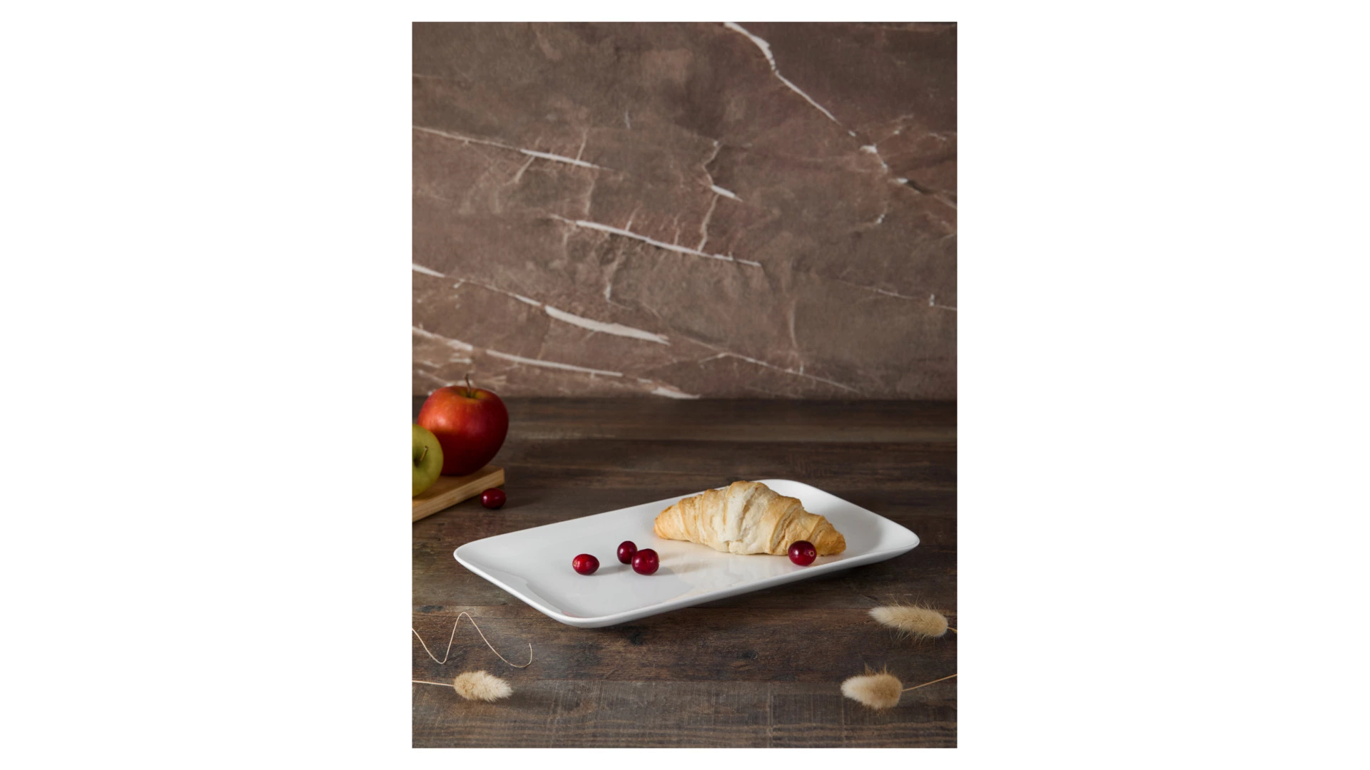 Блюдо прямоугольное Decor de table Плиссе 30,8х18,5 см, фарфор костяной, п/к