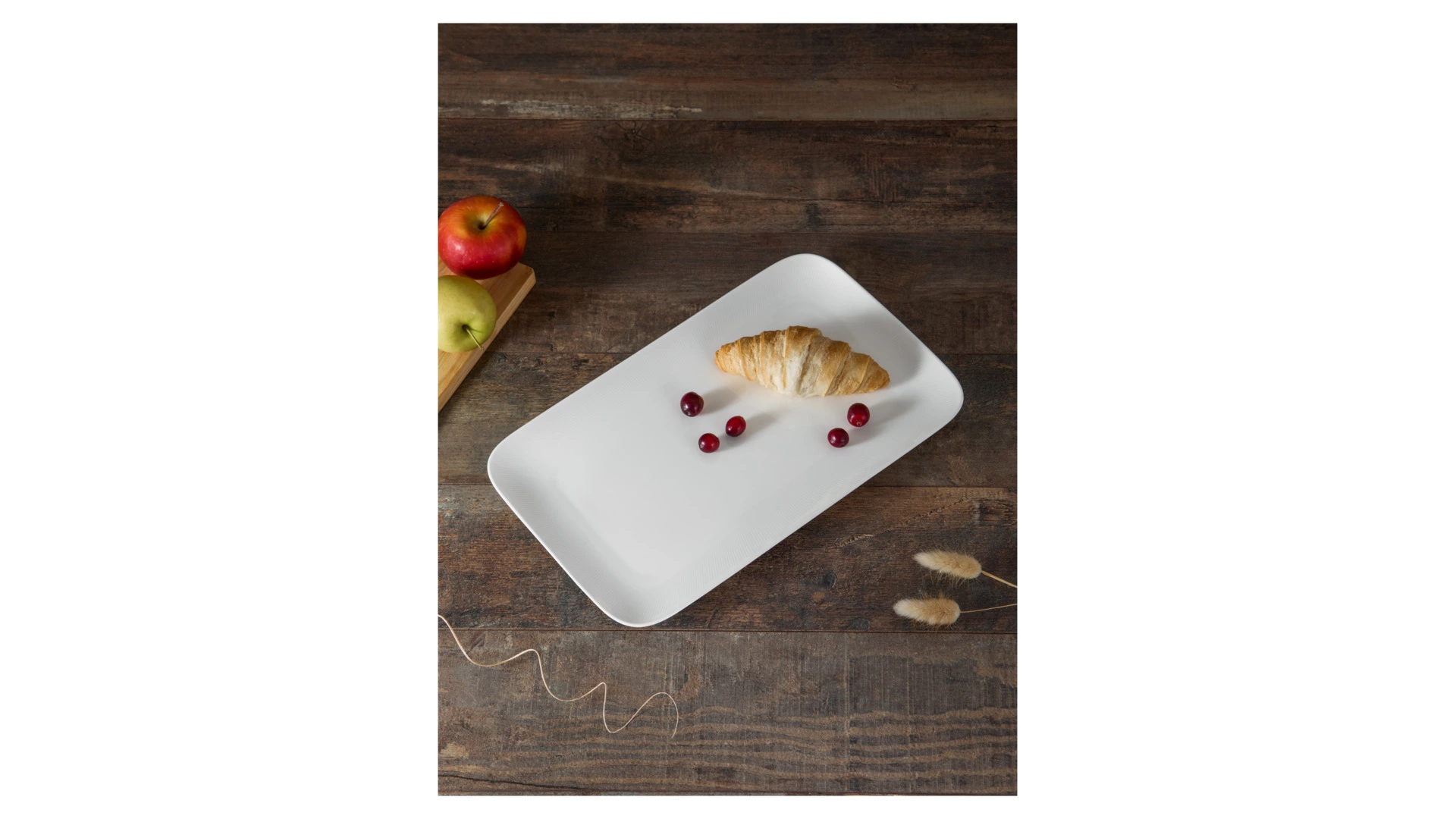 Блюдо прямоугольное Decor de table Плиссе 35,8х21,4 см, фарфор костяной, п/к
