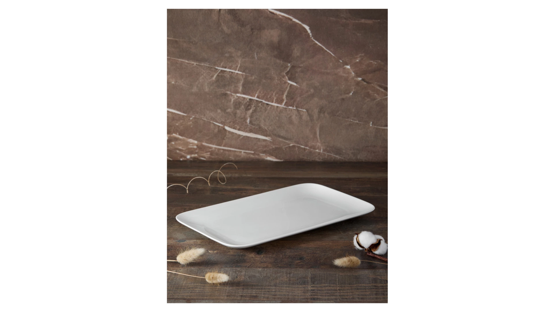 Блюдо прямоугольное Decor de table Плиссе 35,8х21,4 см, фарфор костяной, п/к