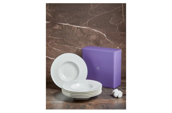 Набор тарелок суповых Decor de table Плиссе 24,6 см, 6 шт, фарфор костяной, п/к