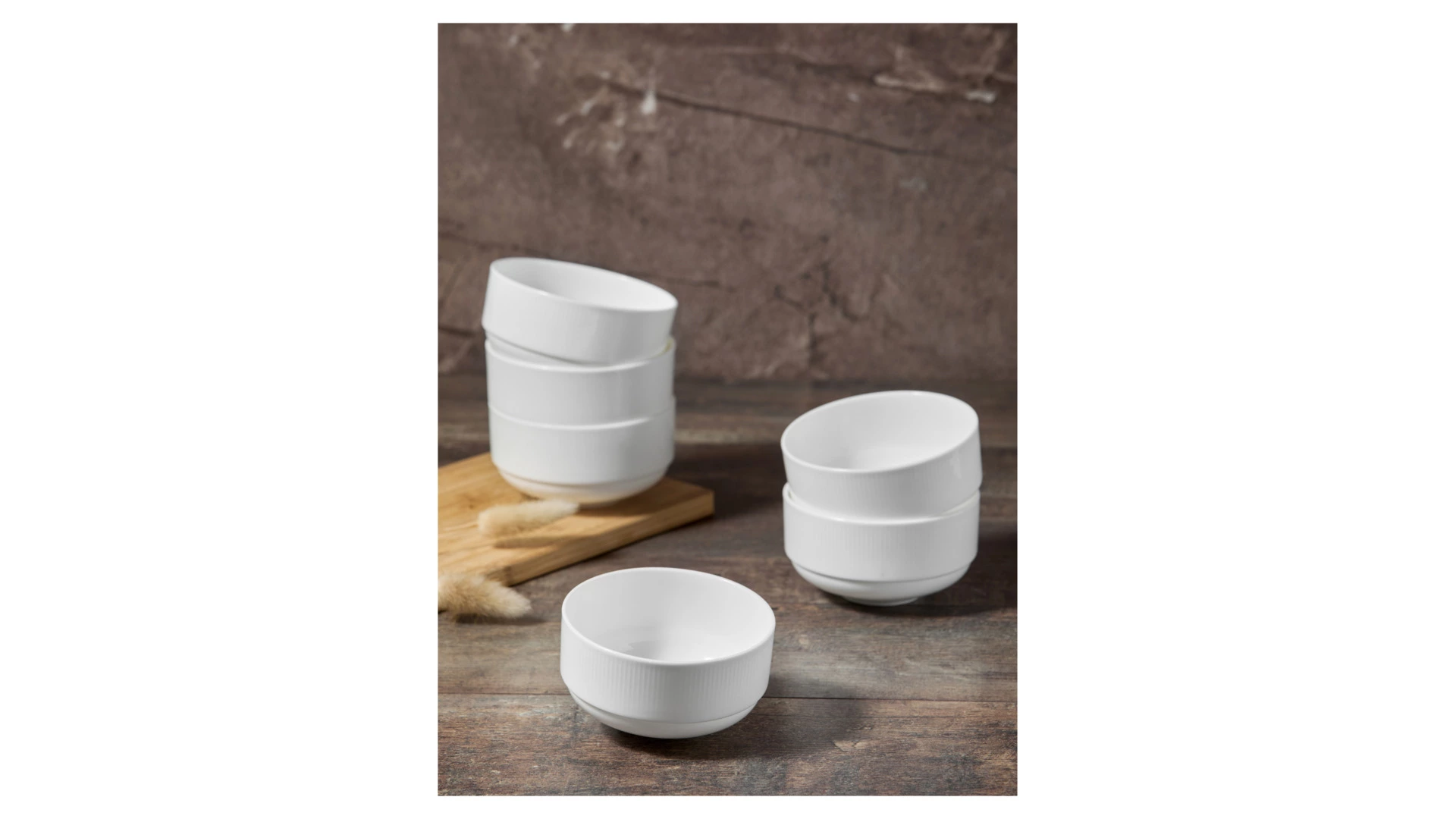 Набор салатников порционных Decor de table Плиссе 250 мл, d10,3хh5,5 см, 6 шт, фарфор костяной, п/к