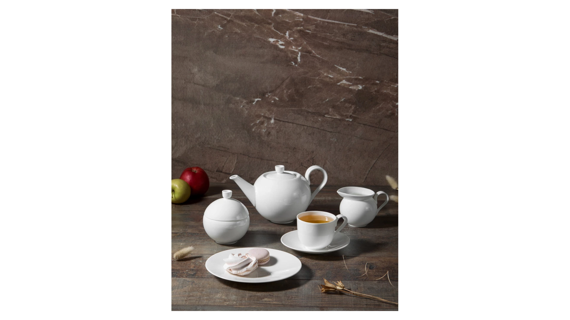 Сервиз чайный Decor de table Плиссе на 6 персон 21 предмет, фарфор костяной, п/к